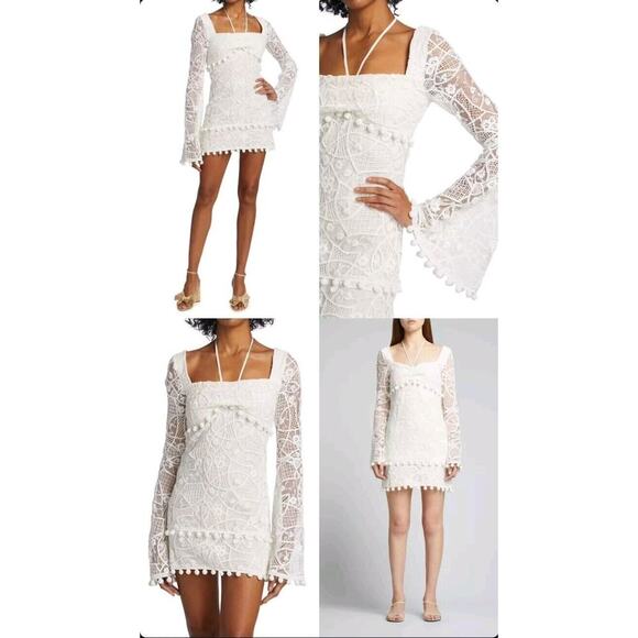 ALEXIS White Embroidered Pom Pom Lace Coachella Bride Clarra Dress Size … - Picture 8 of 16